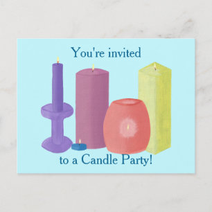 Candle Party Invitations Candles on Postcards