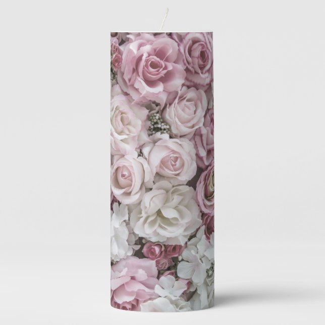 Candle - Pillar - Victorian Roses Collage (Front)