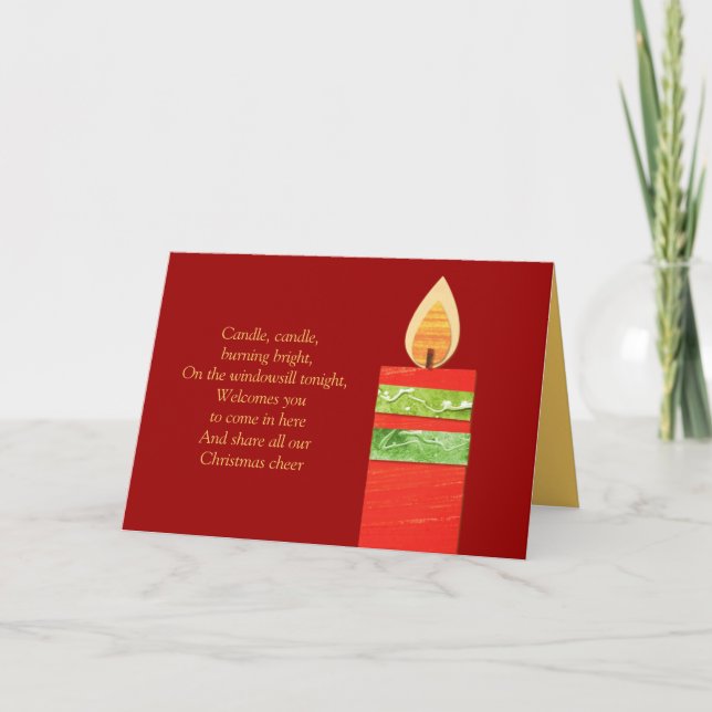 Candle poem Christmas red card (Front)