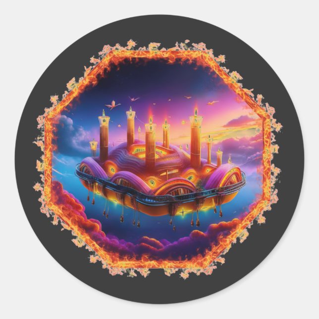  Candle Powered Space Vehicle In A Chaotic Sky Classic Round Sticker (Front)