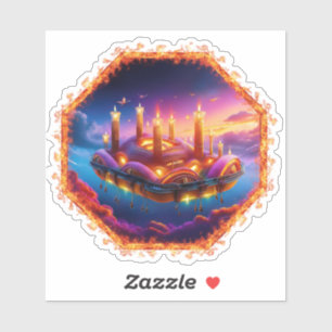  Candle Powered Space Vehicle In A Chaotic Sky Sticker