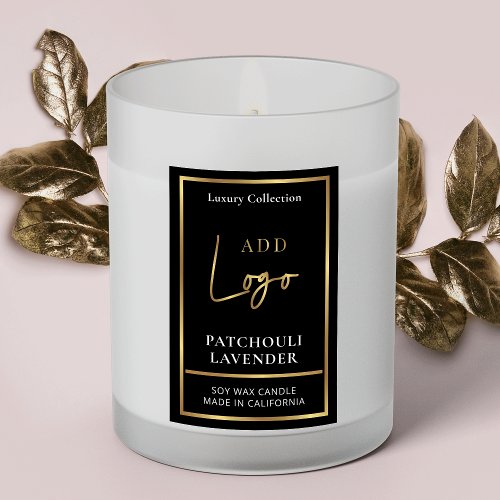 Candle Product Label Black  Gold Logo Elegant
