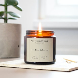 Candle Product Label Square Stickers Beige