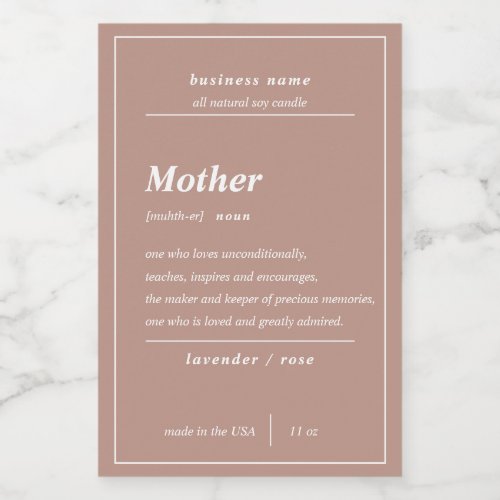 Candle Product Mother Personalized Label 