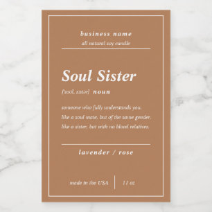 Candle Product Soul Sister Personalized Label
