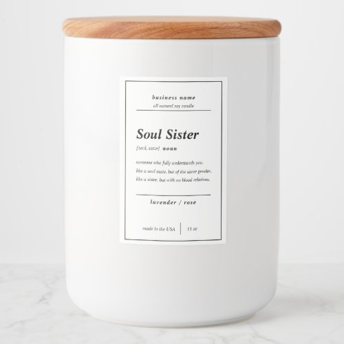 Candle Product Soul Sister Personalized Label 