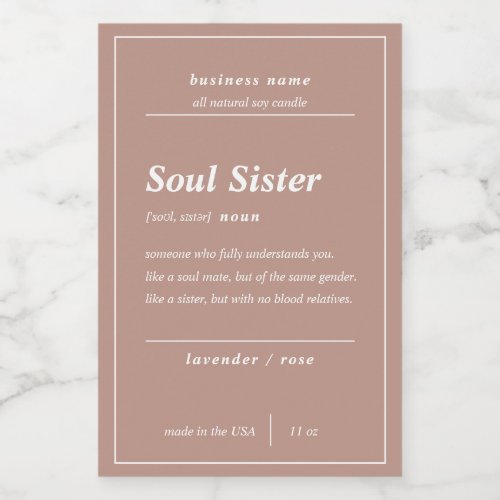 Candle Product Soul Sister Personalized Label 