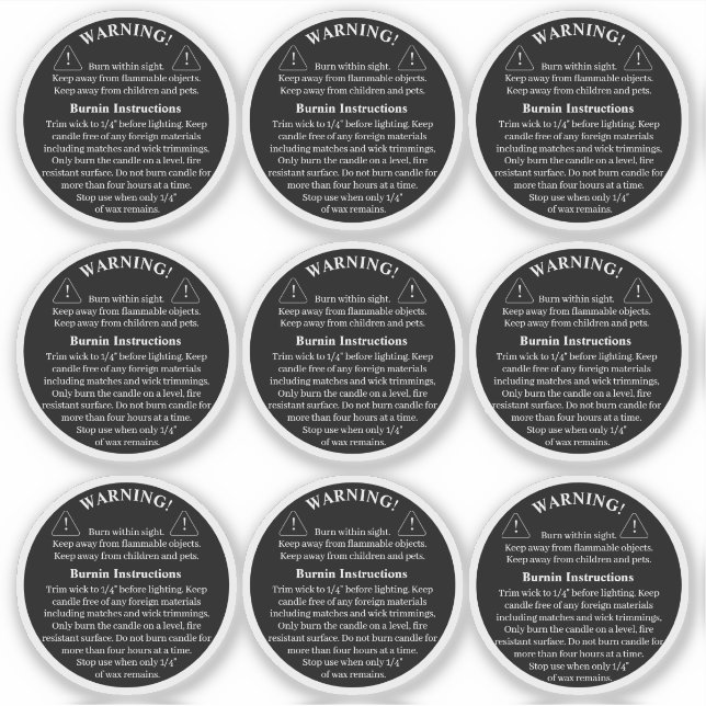 Candle Product Vinyl Warning Label (Front)