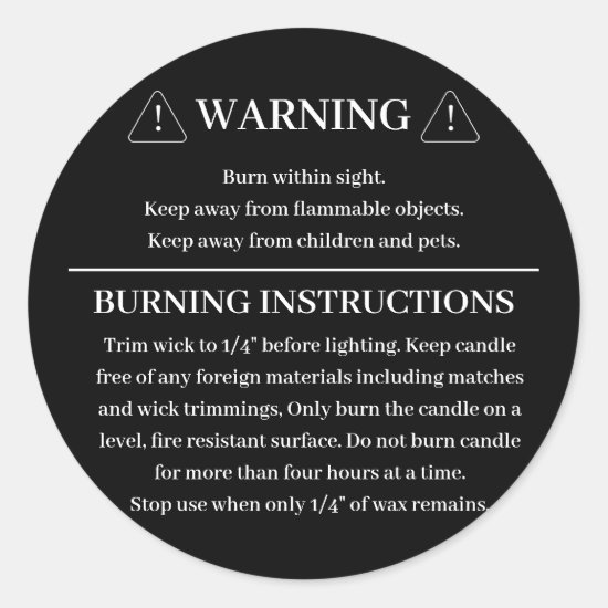 Candle Product Warning Label Design