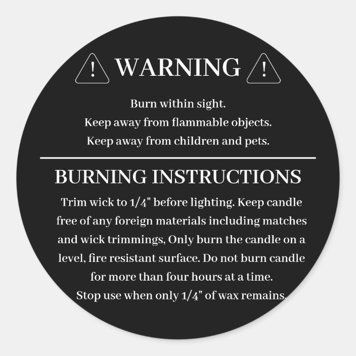 Candle Product Warning Label Design Zazzle