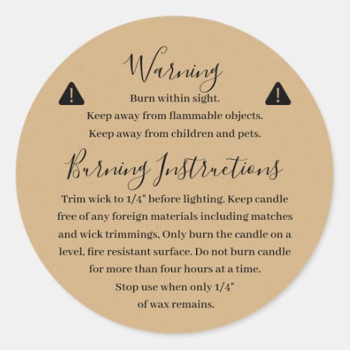 Candle Product Warning Label Design