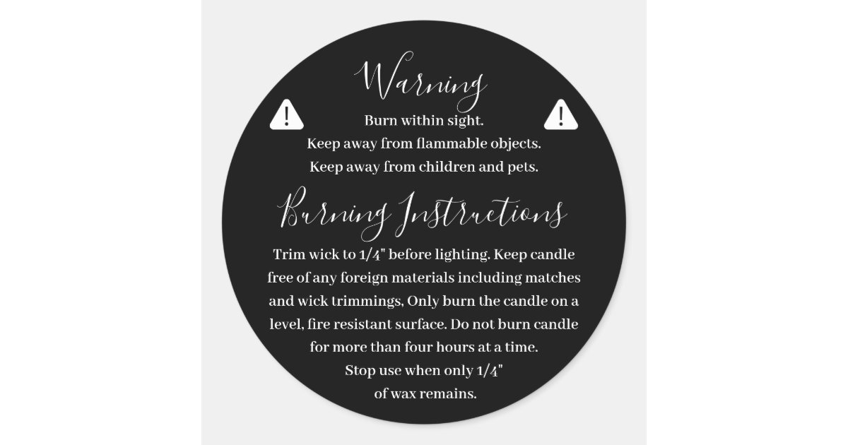 Candle Product Warning Label Design | Zazzle.com
