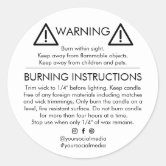 Minimalist Candle Warning Label Modern Black White