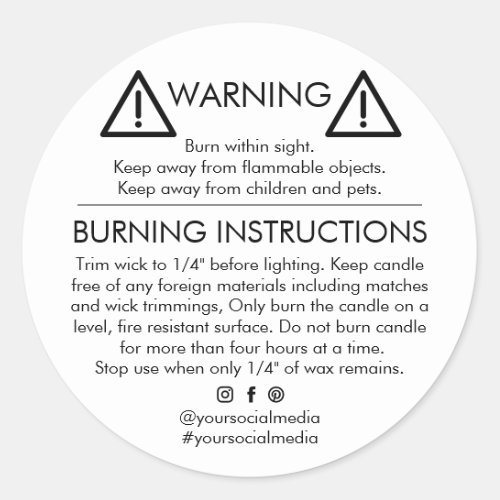 Candle Product Warning Label Design