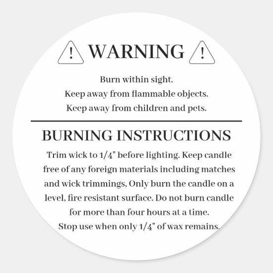 Candle Product Warning Label Design
