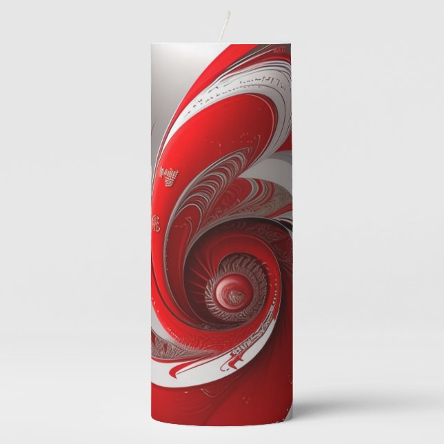 Candle/Red Swirl/Pillar Candle (Front)