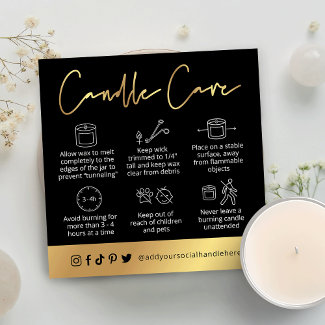 Candle Safety Guide Black & Gold Script Logo Card