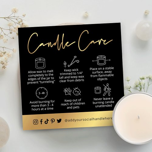 Candle Safety Guide Black  Gold Script Logo Card