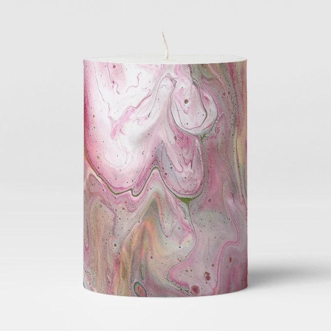 Candle Soft Pink Green Abstract Candle (Front)