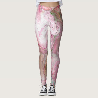 Candle Soft Pink Green Abstract Leggings