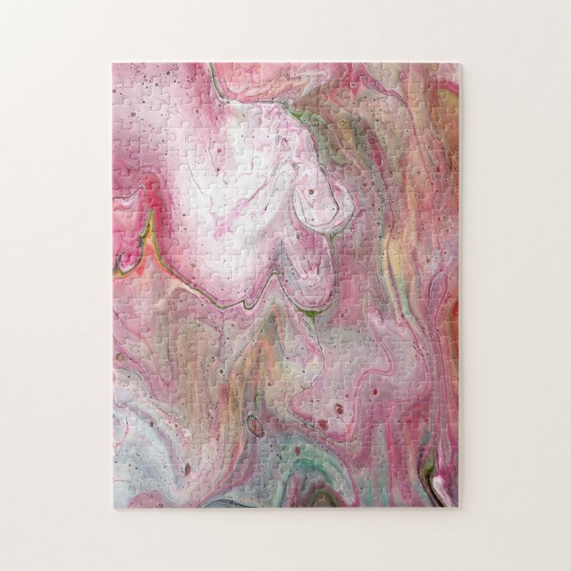Candle Soft Pink Green Abstract Puzzle (Vertical)