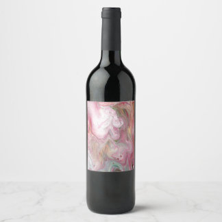 Candle Soft Pink Green Abstract Wine Bottle Label