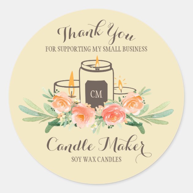 Candle Soy Wax Homemade Craft Thank You business Classic Round Sticker