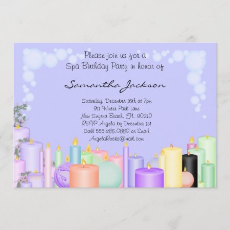Candle Spa Birthday Party Invite