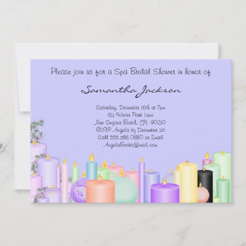 Candle Spa Bride Bridal Shower Invite