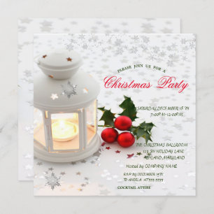 Candle, Stars Holiday Christmas Corporated Party Invitation