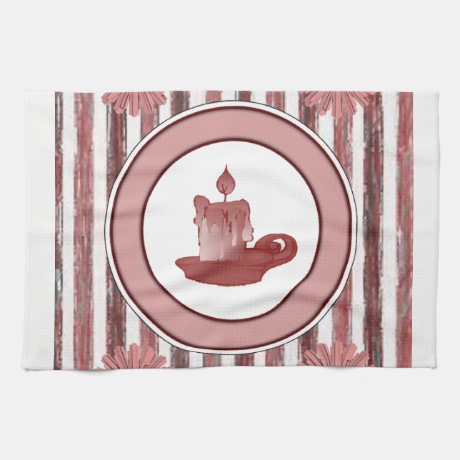candle stripped kitchen hand towel (Horizontal)