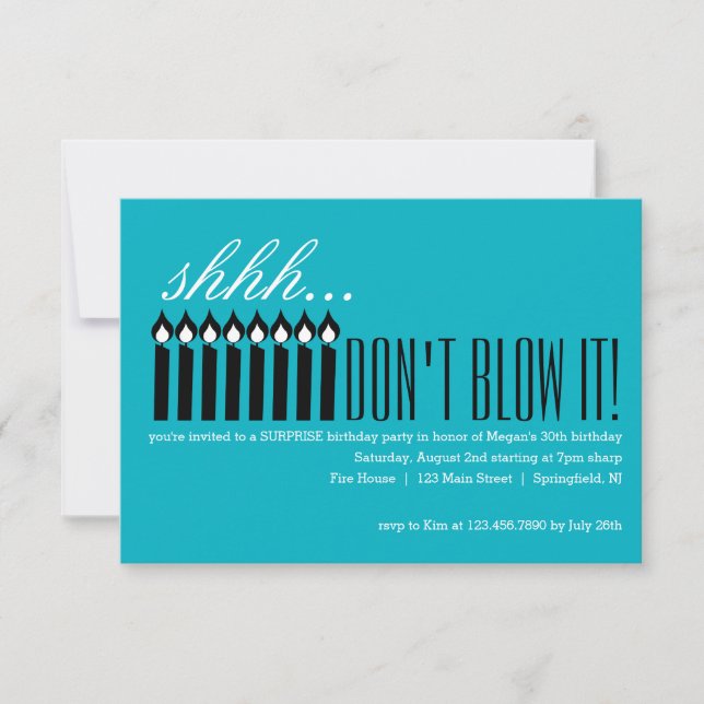 Candle Surprise Shhh... DON'T BLOW IT! Invitation (Front)