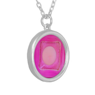 Candle, Sweet Pink Love Candlelight Silver Plated Necklace