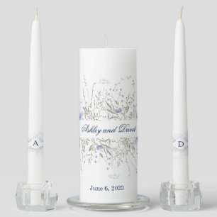 Candle Unity Set-Blue Wildflowers Watercolor