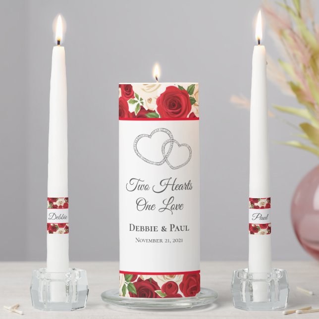 Candle Unity Set-Two Hearts and Roses (In Situ)