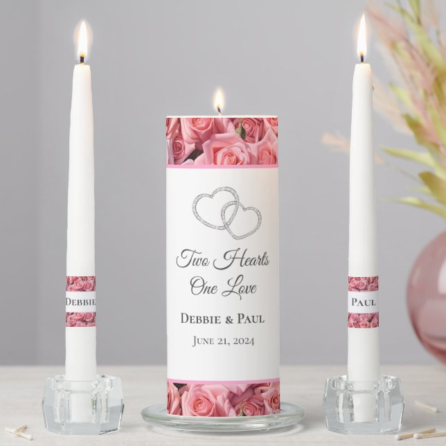 Candle Unity Set-Two Hearts and Roses (In Situ)
