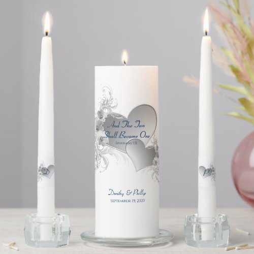 Candle Unity Set_Two Hearts Become One_Navy Script