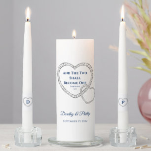 Candle Unity Set-Two Hearts Become One-Navy Text