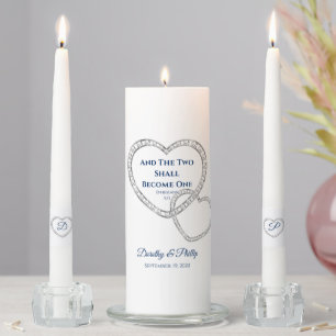 Candle Unity Set-Two Hearts Become One-Navy Text