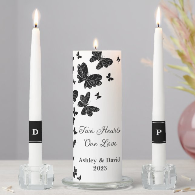 Candle Unity Set-Two Hearts Butterflies (In Situ)