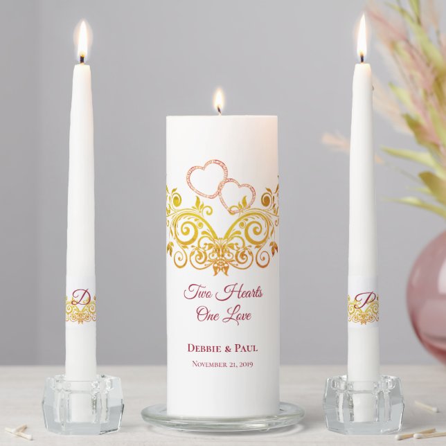 Candle Unity Set-Two Hearts Filigree (In Situ)