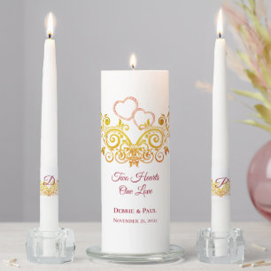 Candle Unity Set-Two Hearts Filigree