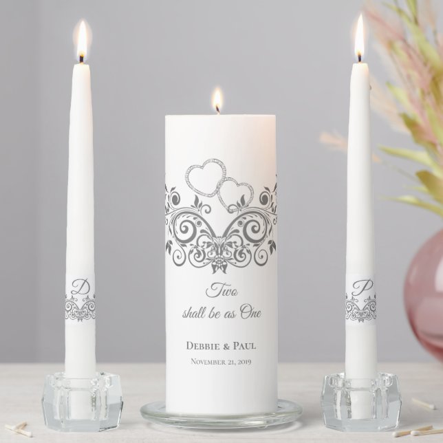 Candle Unity Set-Two Shall Be As One Filigree (In Situ)