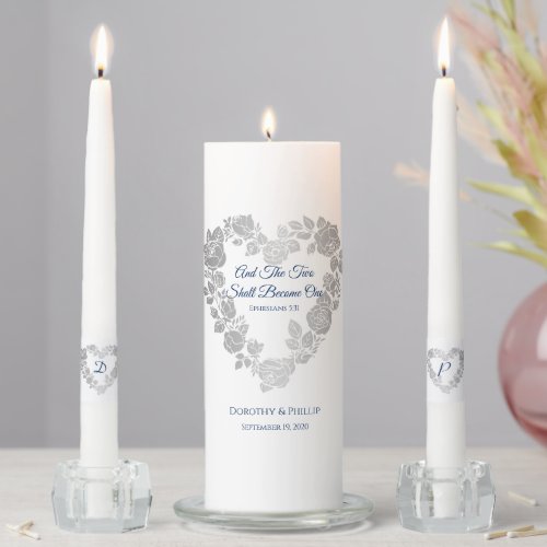 Candle Unity Set_Two Shall Become One_Navy Script