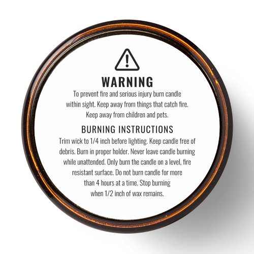 Candle Warning and Burning Instructions Label