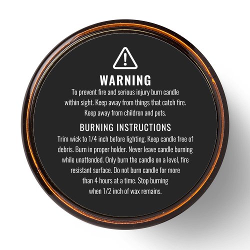 Candle Warning and Burning Instructions Label