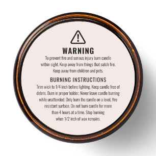 Candle Warning and Burning Instructions Label