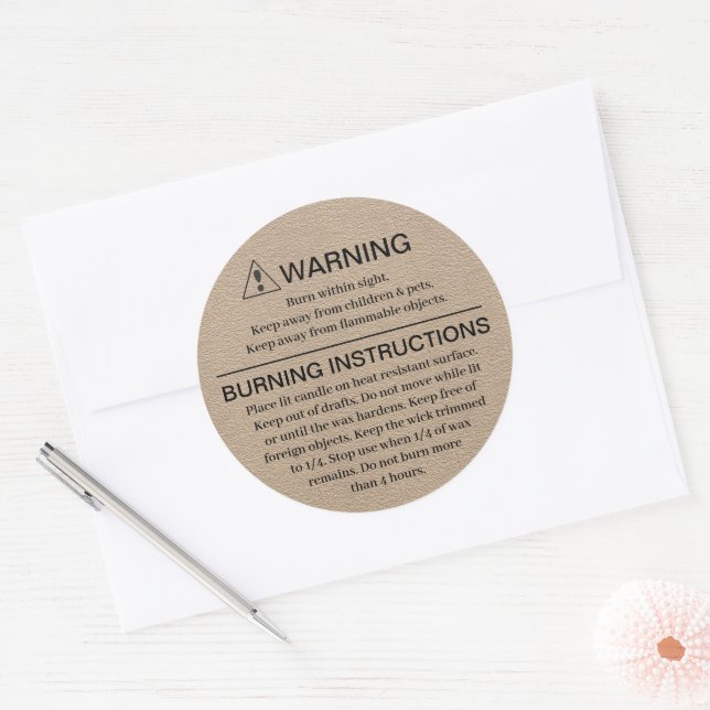 Candle Warning Instruction Label (Envelope)