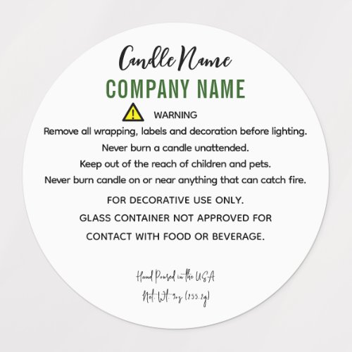 Candle Warning Instruction Labels