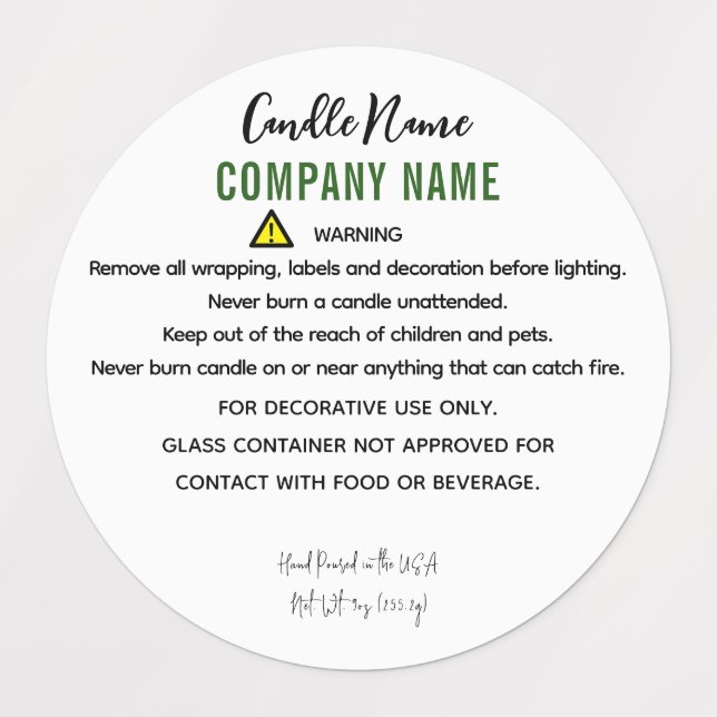 Candle Warning Instruction Labels (Design 3)